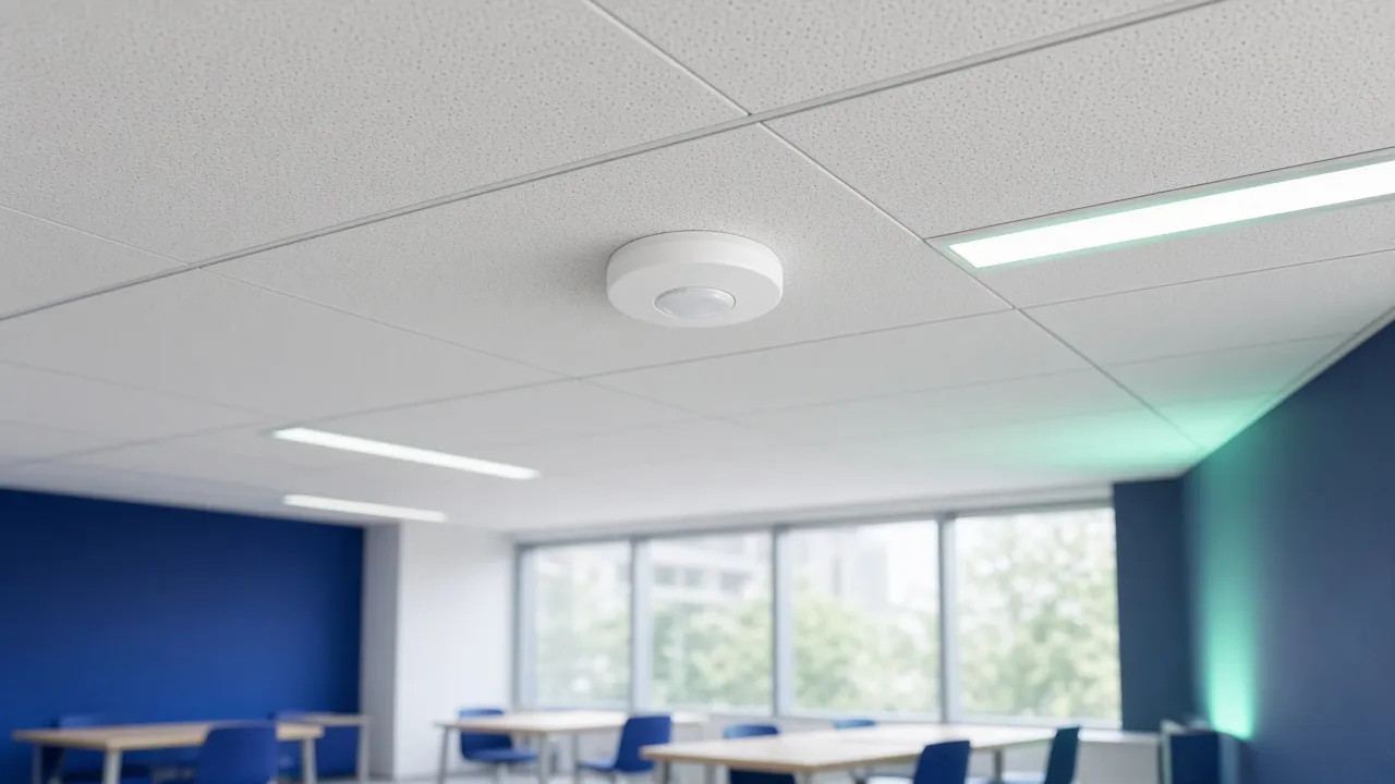 Ceiling-mounted occupancy sensor in a classroom